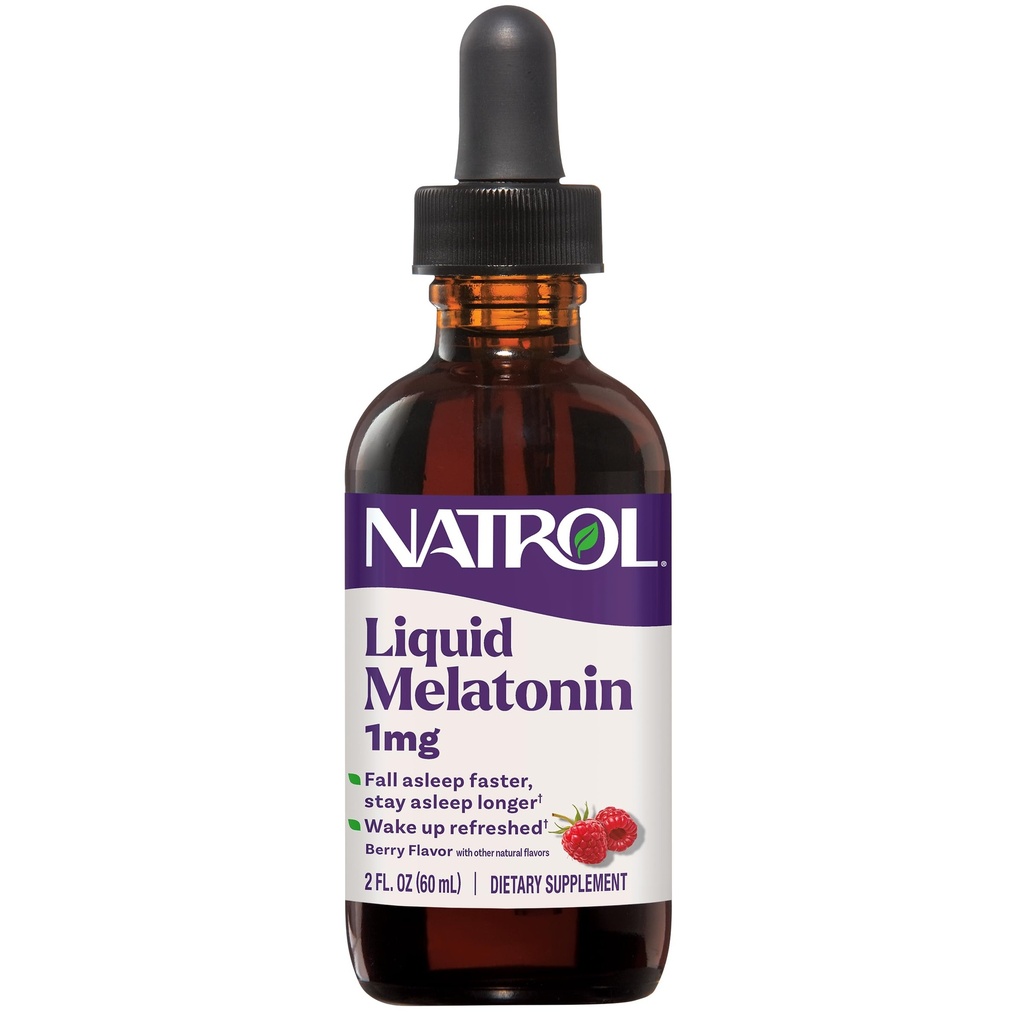 Natrol Liquid Melatonin 1 mg, Voksen Melatonin supplement til Falde Asleep Hurtigere og ophold Asleep Længere, Wake Up Refreshed, 2 FL OZ Berry- Flavored Liquid, 15 Serveringer