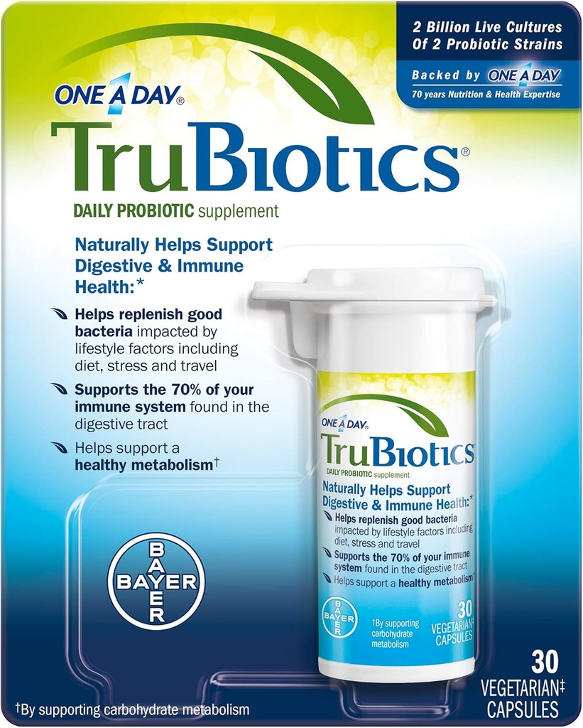 TruBiotics Daily Probiotic 30 Capsules - Gluten Free, Soy Free fordøjelsesfremmende + immunforsvar Support for mænd og kvinder (pakke med 3)