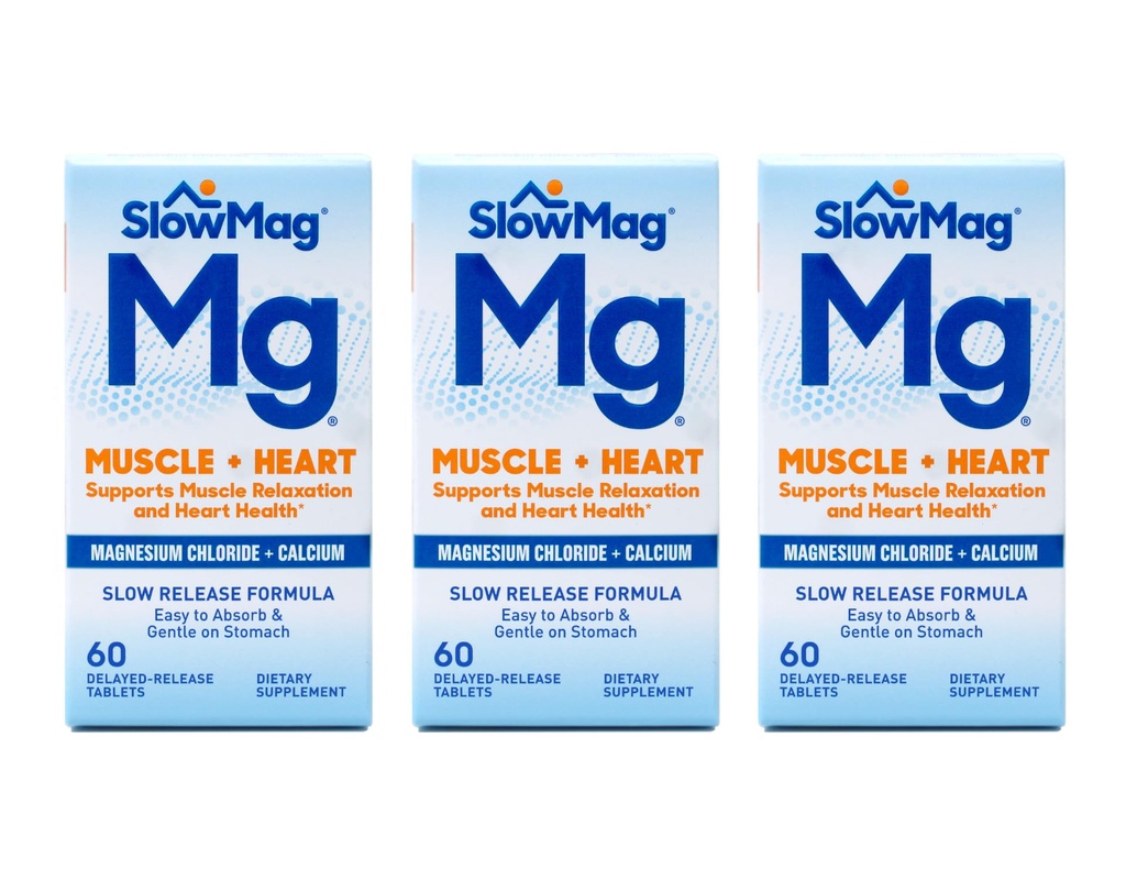 Slow Mag Magnesiumchlorid og calcium, 60 tabletter hver (værdipakke med 3)