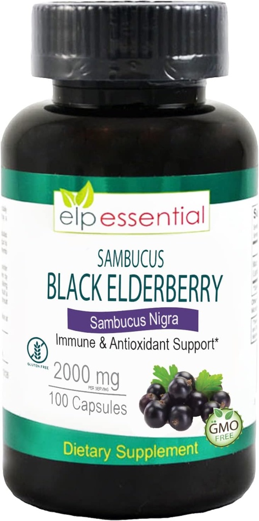 ELP ESSENTIAL Black Elderberry Capsules 2000mg
