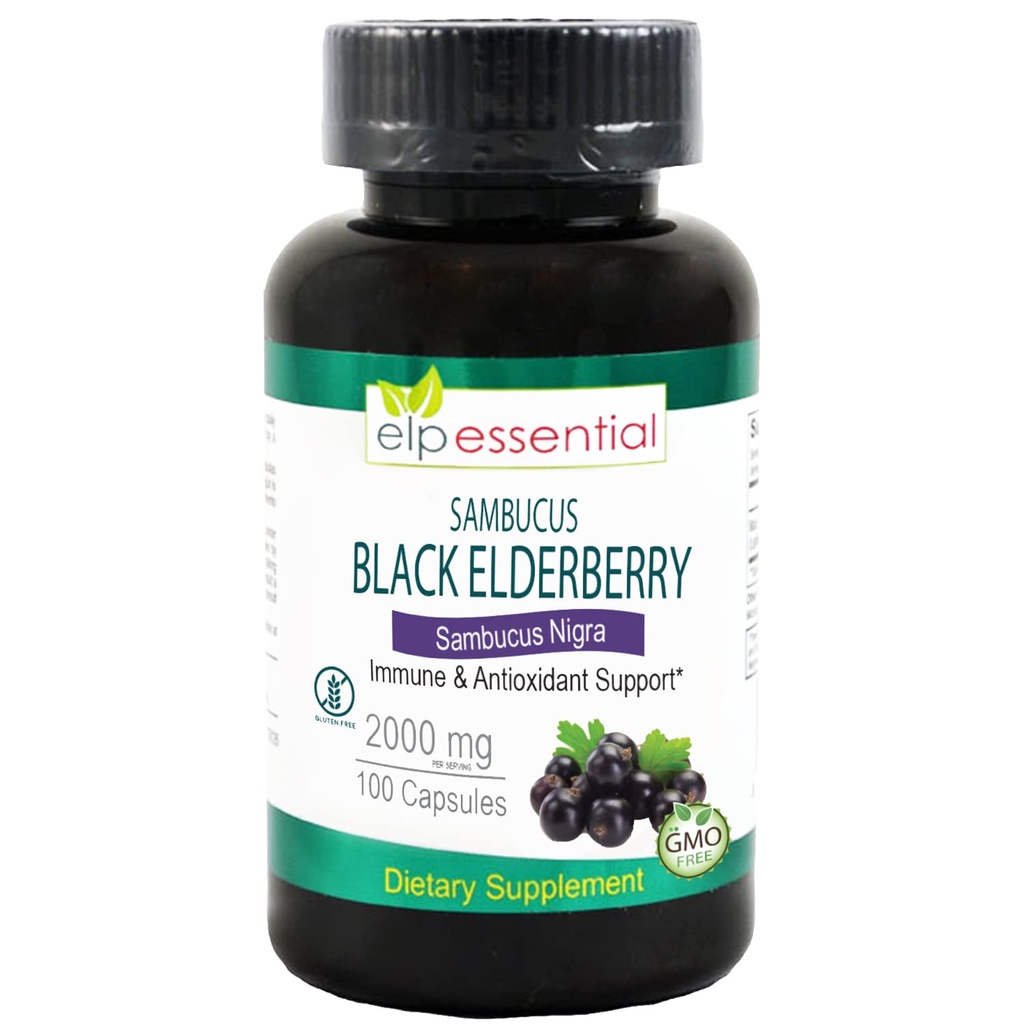 ELP ESSENTIAL Black Elderberry Capsules 2000mg