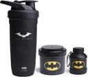 Smartshake DC Comics Bundle - Batman rustfrit stål Protein Shaker 900ml med tragt 110ml og opbevaring beholdere 200ml.