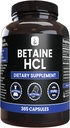 PURE ORIGINALSKE INGREDIENSER betaine HCL (365 kapsler) Ingen Magnesium eller ris fyldstoffer, altid ren, Lab Verified