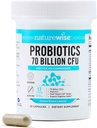 NatureWise Probiotics 70 Billion CFU - 17 Strains + Organic Prebiotics - Immune, Digestive & Gut Health Support for Women & Men - Vegetarian, Gluten-Free, Non-GMO - 30 Capsules[1-Month Supply]