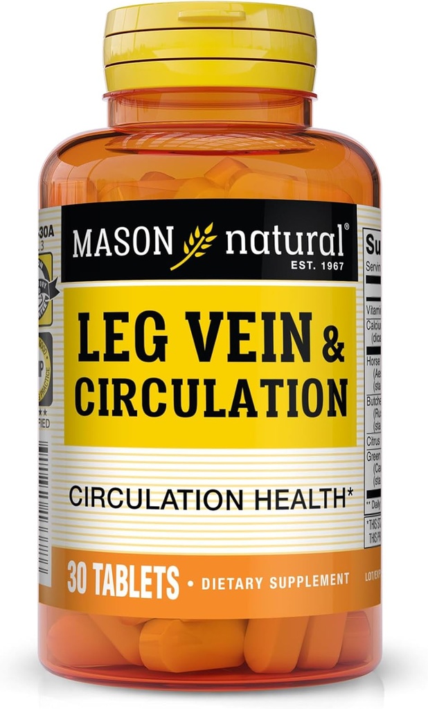 MASON NATURAL Ben Vein & Circulation, med C-vitamin, calcium, & grøn te til daglig cirkulation support, 30 tabletter