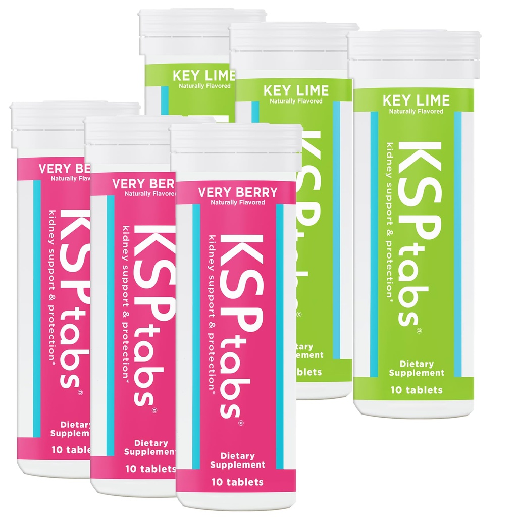 Berry & Lime All Natural Hydration & Kidney Health Supplement to Combat Calcium Oxalate Crystal Formation, Mixed Flavor-6 Pack