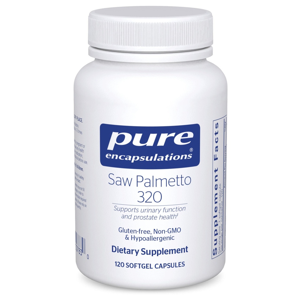 Ren indkapsling Saw Palmetto 320 - Fedtsyrer & andre vigtige næringsstoffer til støtte for Metabolisme & Urinary Funktion - med Saw Palmetto Extract - 120 Softgel kapsler