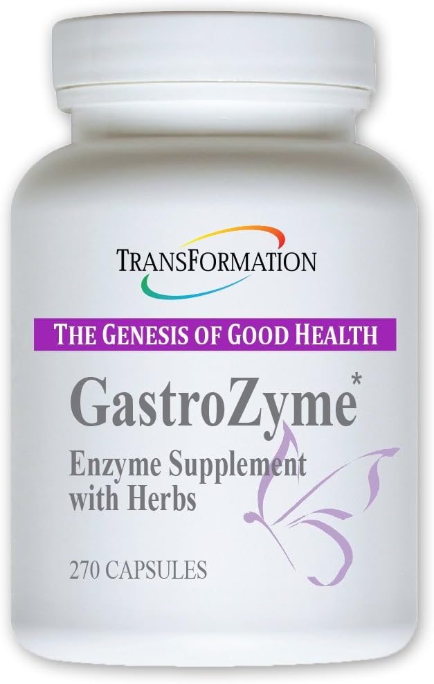 TRANSFORMATION THE GENESIS OF GOOD HEALTH - GastroZyme Supplement, Uniquely Formulated with Enzymes & Papaya Leaf, rhodiola rosea Herbs, Soothes & relieves Gastrointestinal discomfort, 270 Capsules