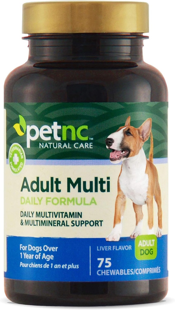 Petnc Natural Care Voksen Multi Chewables (75 Greve), Daily Dog MultiVitamin & Multimineral Support, Inkluderer Zink, Magnesium & Mere, Understøtter Samlet Sundhed, For Hunde 1 + År, Lever Flavor