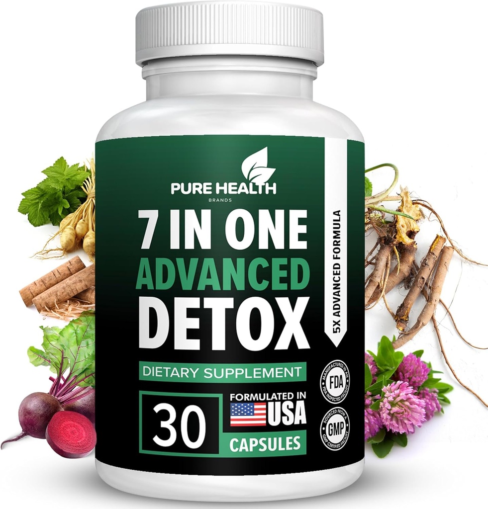 Ekstra styrke hurtigt fungerende 7- in- One Advanced Formel - Fuld Krop Rengøring - Detox & Lever Rengøring - Detox & Lever Reparation, Alle naturlige toksiner Remover, Sund Rensning Støtte til lever (30 Capsule)
