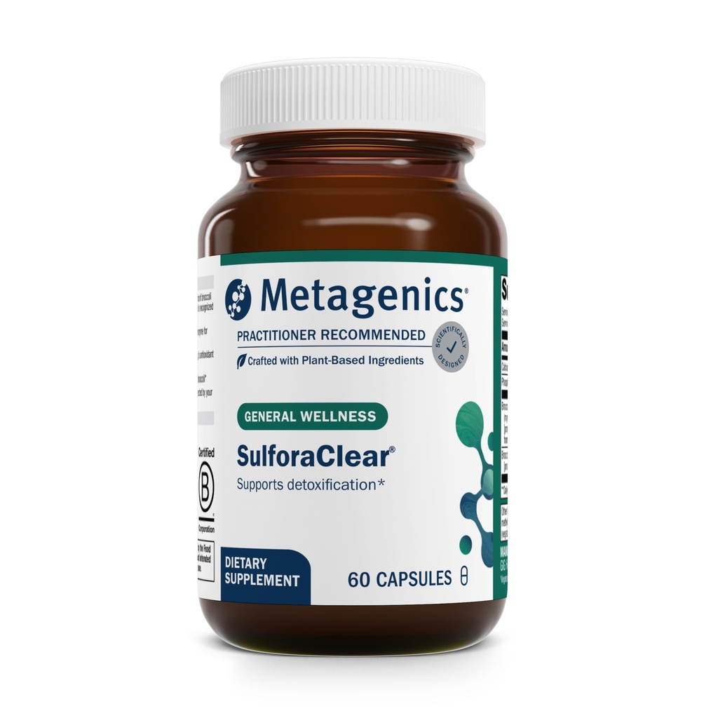 Metagenics SulforaClear - Avanceret Detox & Antioxidant Support * - med Broccoli Sprut Extract, Calcium, Phosphorus & Myrosinase til Sulforaphane Produktion * - Understøtter cellulær sundhed * - 60 kapsler