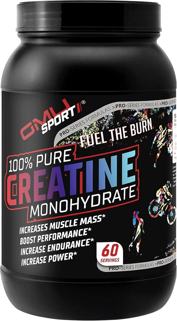 GMU SPORT - 100% Pure Creatin monohydrat pulver til mænd og kvinder - Pure Creatin pulver til muskelvækst, forbedret ydeevne og øget styrke - Kreatin supplement - Unflavored