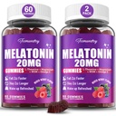 Melatonin Gummies 20mg for voksne - Maksimal styrke Melatonin Gummies med L- Theanin, Magnesium, Omega-3, MSM, D3 & Zink - Ikke-Habit Forming, Vegan, Ikke-GMO, Natural Mixed Berry Flavor