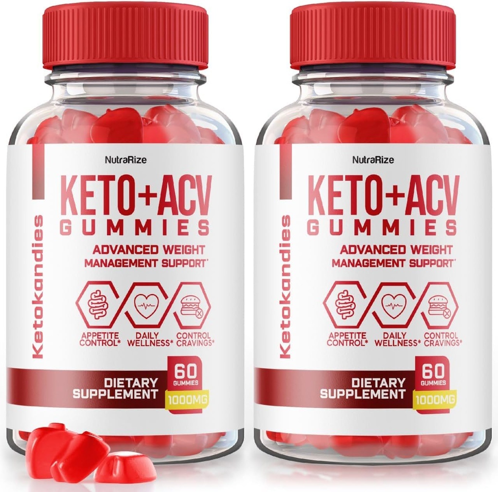 NutraRize (pakke med 2 KetoKandies Keto + ACV Gummies for vægttab, maksimal styrke supplement, Keto Kandies Anmeldelser (120 Gummies)