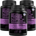 12- in-1 Melatonin sovekapsler - naturlige sovemidler til voksne med Melatonin 5mg og Magnesium Glycinat 500mg, Sleep Aid med Ashwagandha, L Theanine, Valerian Root, GABA, 5- HTP (90ct, Pack of 3)