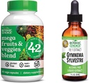 Botanic Choice Mega Fruits and Veggies Blend (60 kapsler) + Gymnema Sylvestre Extract (1 fl oz) Bundle - Energy Balance & Superfood Supplement