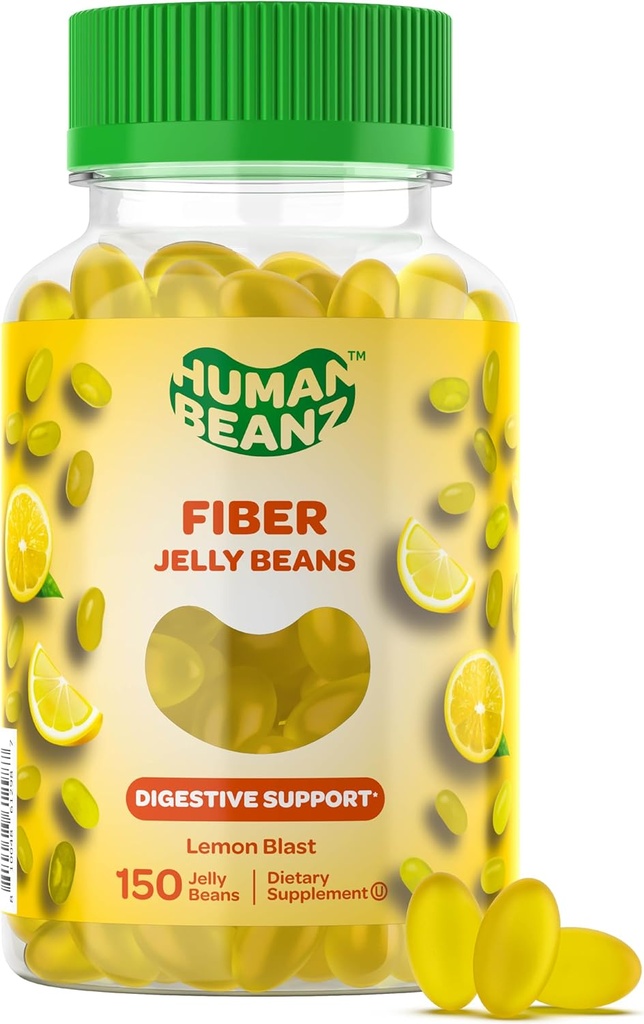 Fiber Jelly Bean Gummies for Adults, Fiber Supplement for Digestive Health, Vegetarian Fiber Gummy, 150 Jellybeans