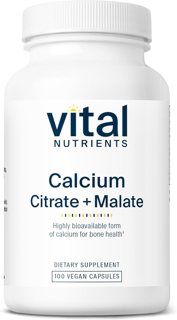 Vital Nutrients Calcium Citrate and Malate Complex 150mg Dex124; Vegan Supplement Dex124; Support Bone Strength, Muscular and Cardivaskulære Health * Dex124; Gluten, Dairy and Soy Free Dex124; 100 Kapsler