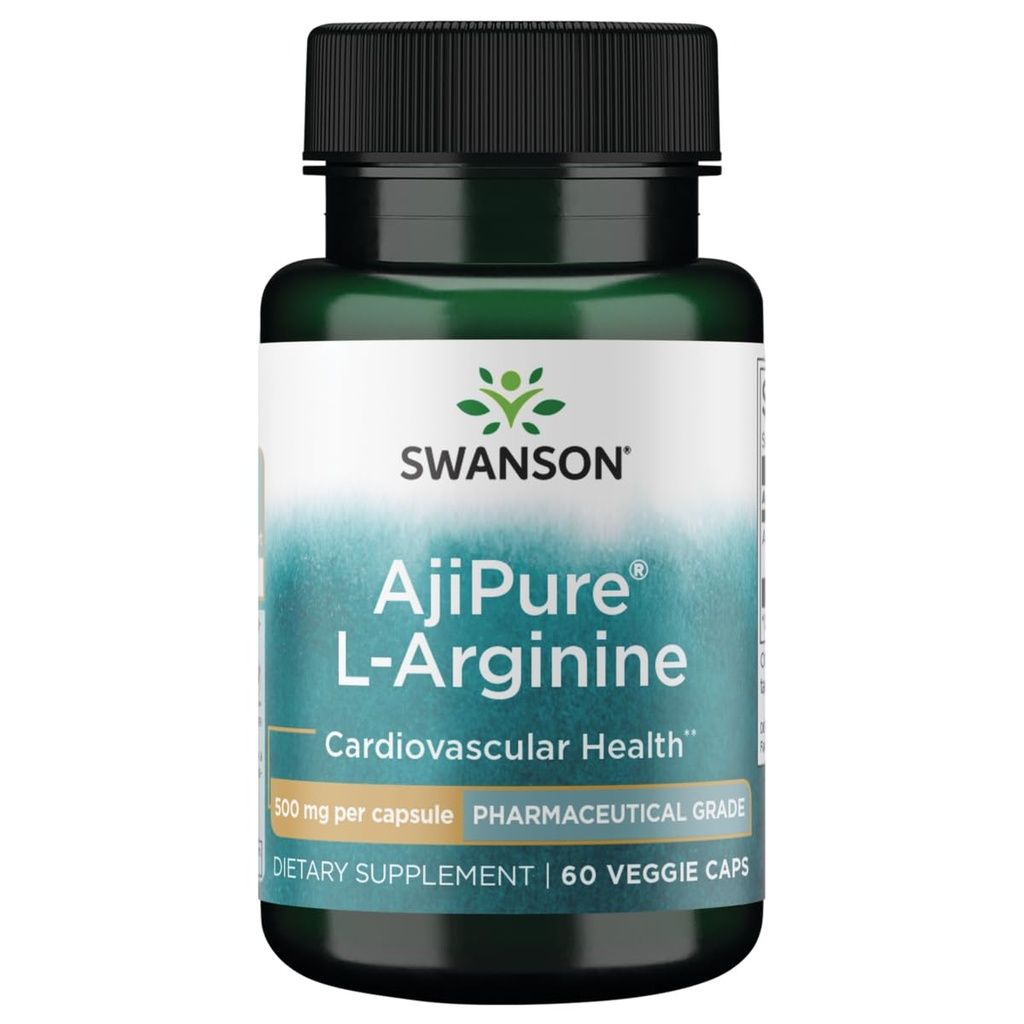 Swanson Amino Acid Ajipure L- Arginin Pharmaceutical Grade 500 Milligram 60 Veg kapsler