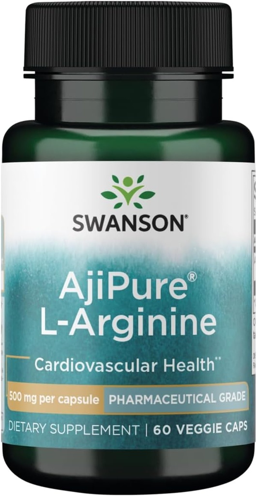 Swanson Amino Acid Ajipure L- Arginin Pharmaceutical Grade 500 Milligram 60 Veg kapsler