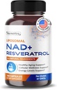 Liposomal NAD + 600 mg med Resveratrol 200 mg for cellulær energi og sund aldring - 180 kapsler - Vegan, Non- GMO, USA Made