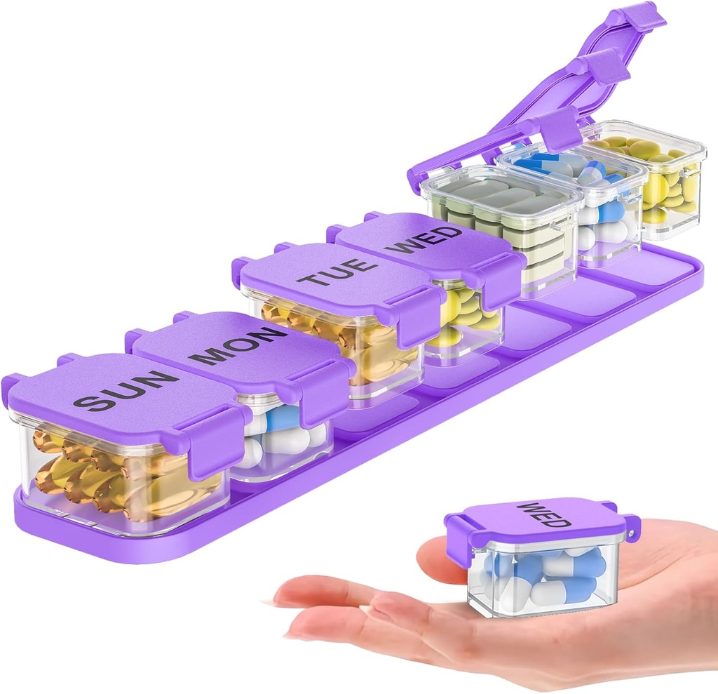 Ekstra Stor Ugentlig Pill Organizer - Vandtæt 7-Day Pill Box, Bærbar Vitamin & Supplement sag, Let at åbne design, Ideel til rejse og daglig medicinering
