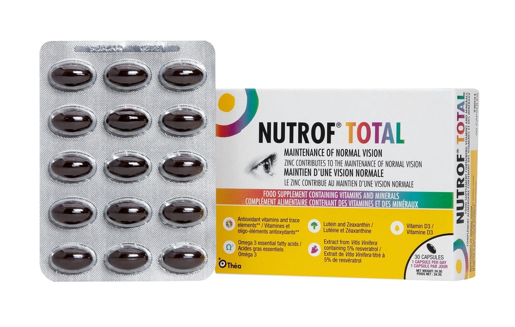 Nutrof Total Kapsler - Eye Health Supplement med Lutein, Zeaxanthin, Omega 3, og antioxidanter