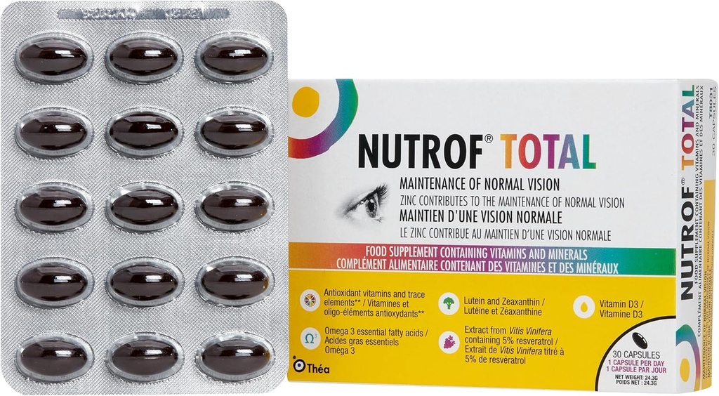 Nutrof Total Kapsler - Eye Health Supplement med Lutein, Zeaxanthin, Omega 3, og antioxidanter