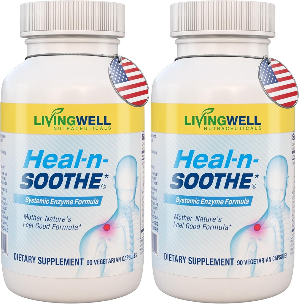 SOOTHE fælles supporttillæg - Proteolytiske enzymer som Bromelain & Papain, med Boswellia, gurkemeje & Gingers - fremmer Protein fordøjelsesfunktion & Body Defense Wellness- 90 Greve (2 Pack)
