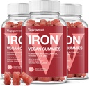 Iron Gummies Kosttilskud til kvinder og børn - Multivitamin med jern til blod oxygen, Store smagfulde vingummi vitaminer med C-vitamin til Max Absorption - Vegansk Chewable, Peach Flavor (3 pakker)