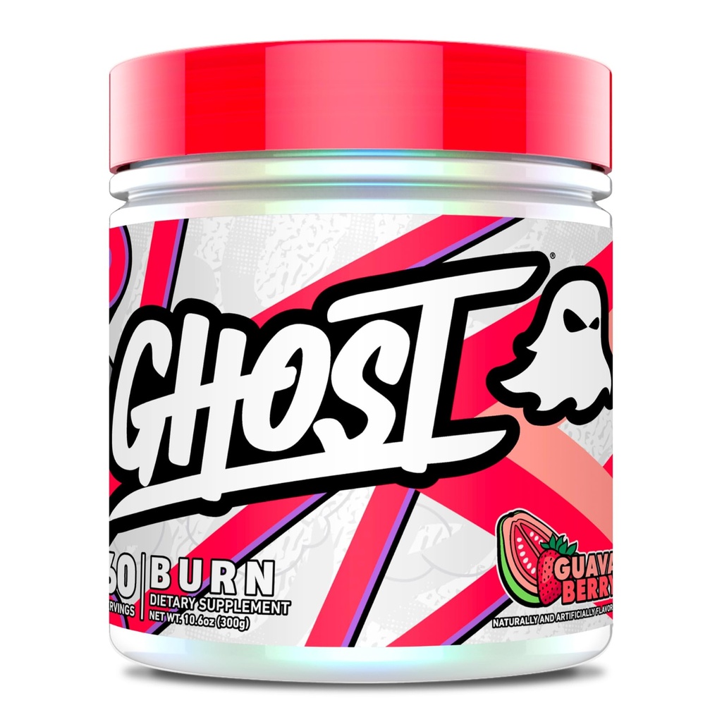 GHOST Burn Weight Management Powder, Guava Berry (60 Servering) - Metabolisme og energi Support til mænd og kvinder - Naturlig Koffein, L-Carnitin & L-Tyrosine - Gluten, Soy & Sugar- Free, Vegan