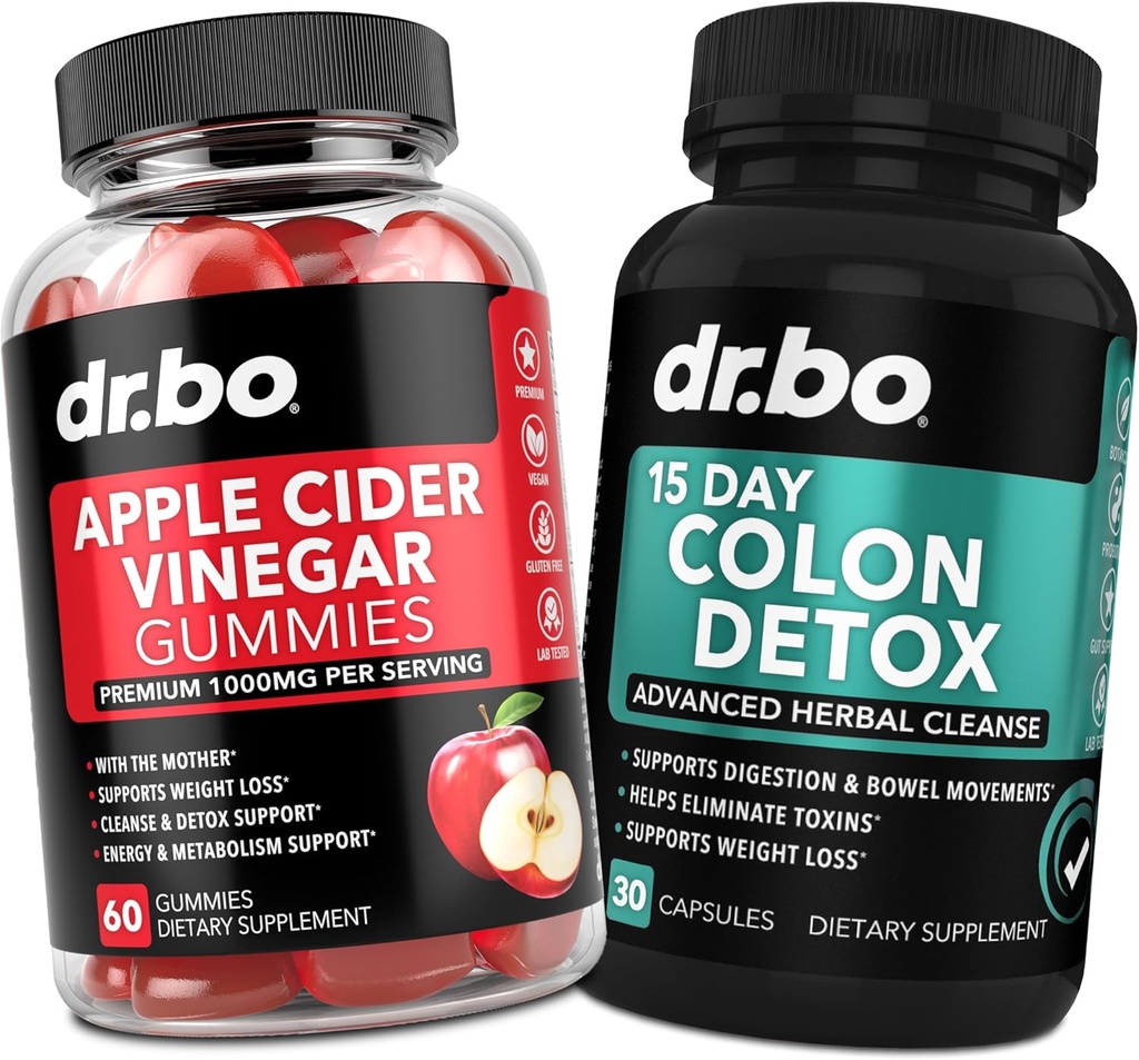 ACV Gummies & Colon Cleanser Detox - 1000MG Apple Cider Vineddike Gummies & 15 dages Colon Cleanse Detox til fordøjelse & Gut Sundhed - Fast naturlige Probiotiske Laxative piller til tarmbevægelse Kosttilskud