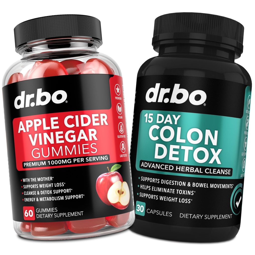 ACV Gummies & Colon Cleanser Detox - 1000MG Apple Cider Vinegar Gummies & 15 Day Colon Cleanse Detox for Digestion & Gut Health - Fast Natural Probiotic Laxative Pills for Bowel Movement Supplements