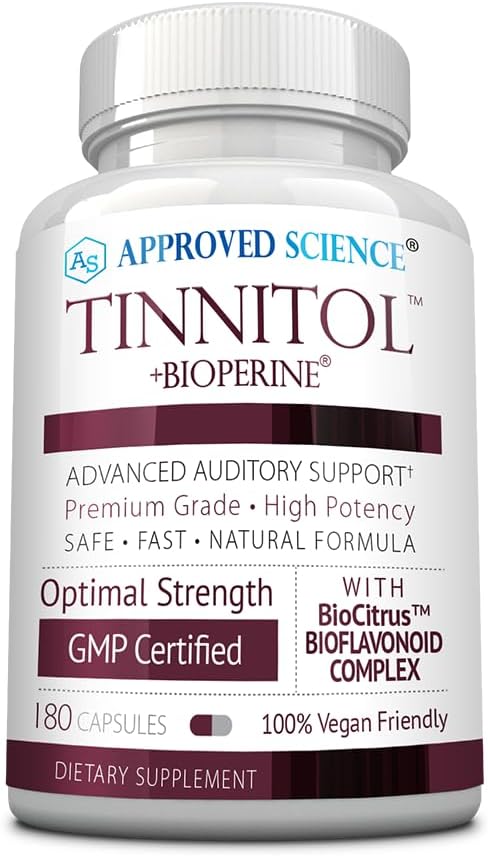 Godkendte videnskab Tinnitol - Tinnitus Support - Ease Ringing i Ørene - Boost Indre Øre Sundhed - 1 flaske - 3 måneders forsyning - Made in USA