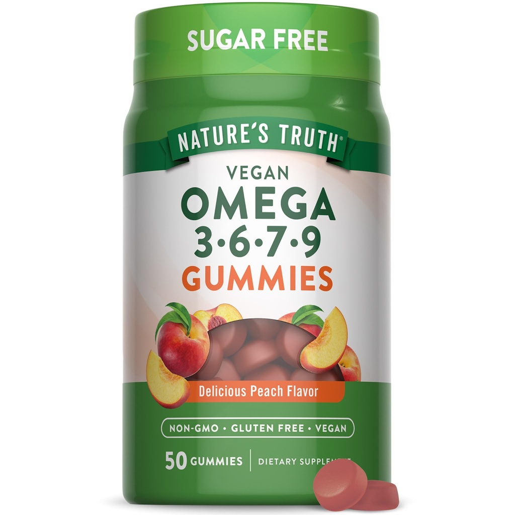 Nature 's Truth Vegan Omega 3679 Gummies Yep 124; 50 Greve 124; Peach Flavor Yep 124; Non- GMO & Gluten Free Supplement