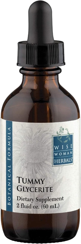 Wise Woman Herbals - Tummy Glycerite - 2 oz - All- Natural Mavehjælp - Hjælper med Mavesmerter, kølighed, gas og bloating - fremmer sund fordøjelsesfunktion og abdominal støtte