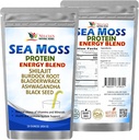 NELCIA 'S NATURLIGE HERBS Sea Moss Ashwagandha Protein Powder -Natural Irish Sea Moss, Bladerwrack og Burdock Root, Black Seed og Shilajit Powder (16oz)