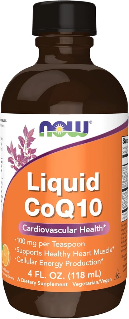 Now Supplements, CoQ10 Liquid, 100 mg per teaspon, med Co- enzym B Vitaminer, sødet med Xylitol, 4 -Ounce