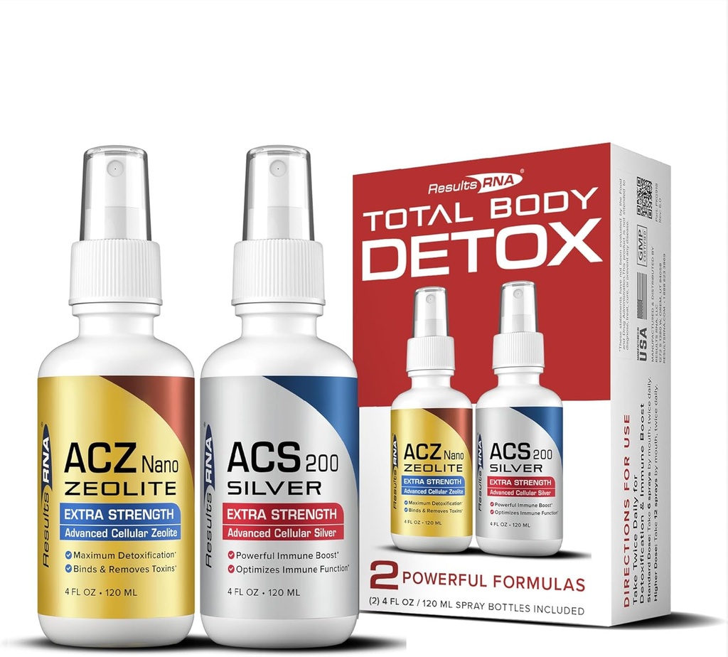 Resultater RNA - Total Body Detox Extra Strength System - ACS 200 Sølv & ACZ Nano Zeolite hjælp til afgiftning & Boost Immunity (4 oz - 60 dag)