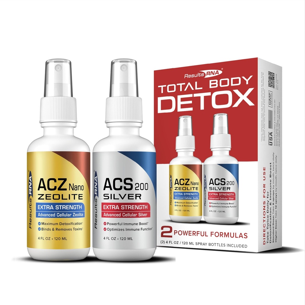 Resultater RNA - Total Body Detox Extra Strength System - ACS 200 Sølv & ACZ Nano Zeolite hjælp til afgiftning & Boost Immunity (4 oz - 60 dag)