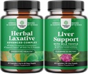 Bundle af Herbal Laxative Kapsler med Probiotika og Mælk Thistle Lever Support - Natural Colon Detox fordøjelsessystem - Herbal Lever Supplement med Silymarin Mælk