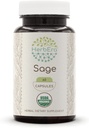 HerbEra Sage USDA Organic 60 Capsules Measures 124; Natural Herbal Supplements 124; Certified Organic Vegetarian Capsules and Organic Sage (Salvia officinalis) Tørret Leaf (60 Capsules)
