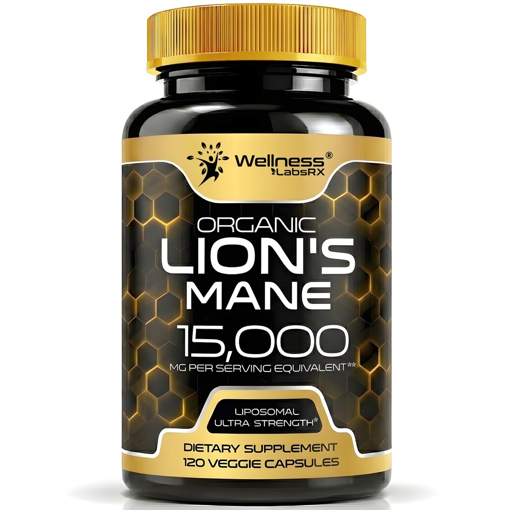 Lions Mane Supplement Capsules - 120 Count - Mushroom Supplement, Brain Supplements for Memory and Focus, Lion's Mane Mushroom Capsules Organic - Cognitive and Immune Support, Focus Supplement