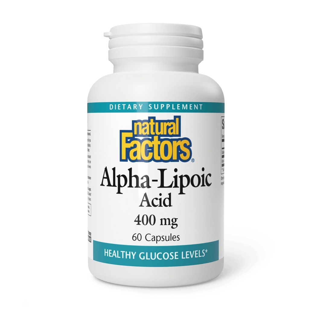 Naturlige faktorer Alpha- lipoinsyre 400 mg, helkropsanoxidant Support, 60 kapsler
