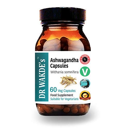 DR WAKDE 's Ashwagandha kapsler (Indisk Ginseng, Withania somnifera, 60 Veg Caps, Plant- baseret supplement, Ayurvedic Herb, All Natural, Vegan)