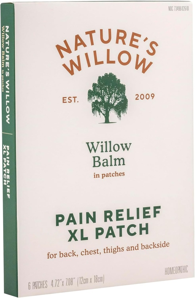 Nature 's Willow Natural Pain Relief Patches for Muscles & Joints # 124; Fast- Fungerer med White Willow Bark # 124; Gratis fra kunstige fragrances & Fars # 124; 6 Patches (1- Pack)