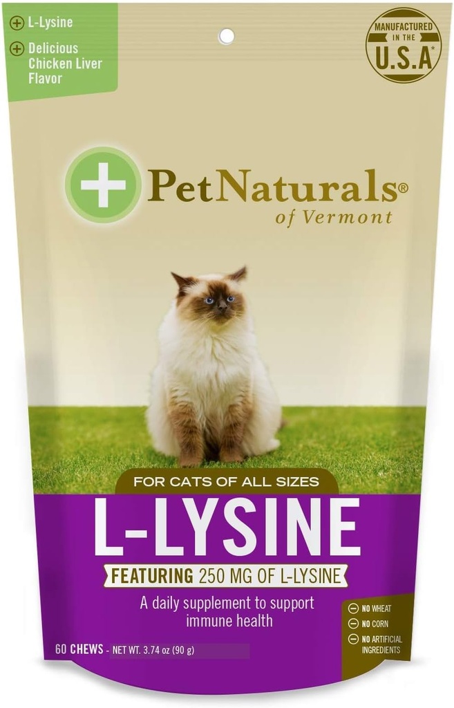 Pet Naturals of Vermont L- Lysin 60 Fun- Shaped Chews for Cats - 3 pack