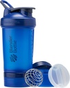 BlenderBottle Shaker Flaske med pille Organizer og opbevaring til protein pulver, Classic V2 ProStak System, 22-Ounce, Blå