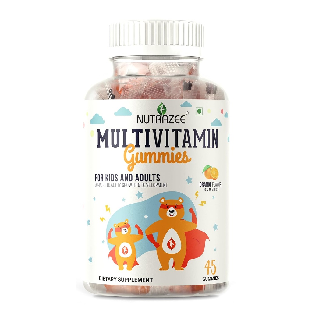 Multivitamin gummier for børn, mænd og kvinder, tillæg med biotin & essentielle vitaminer for sund vækst, udvikling & immunitet, 45 vingummibamser