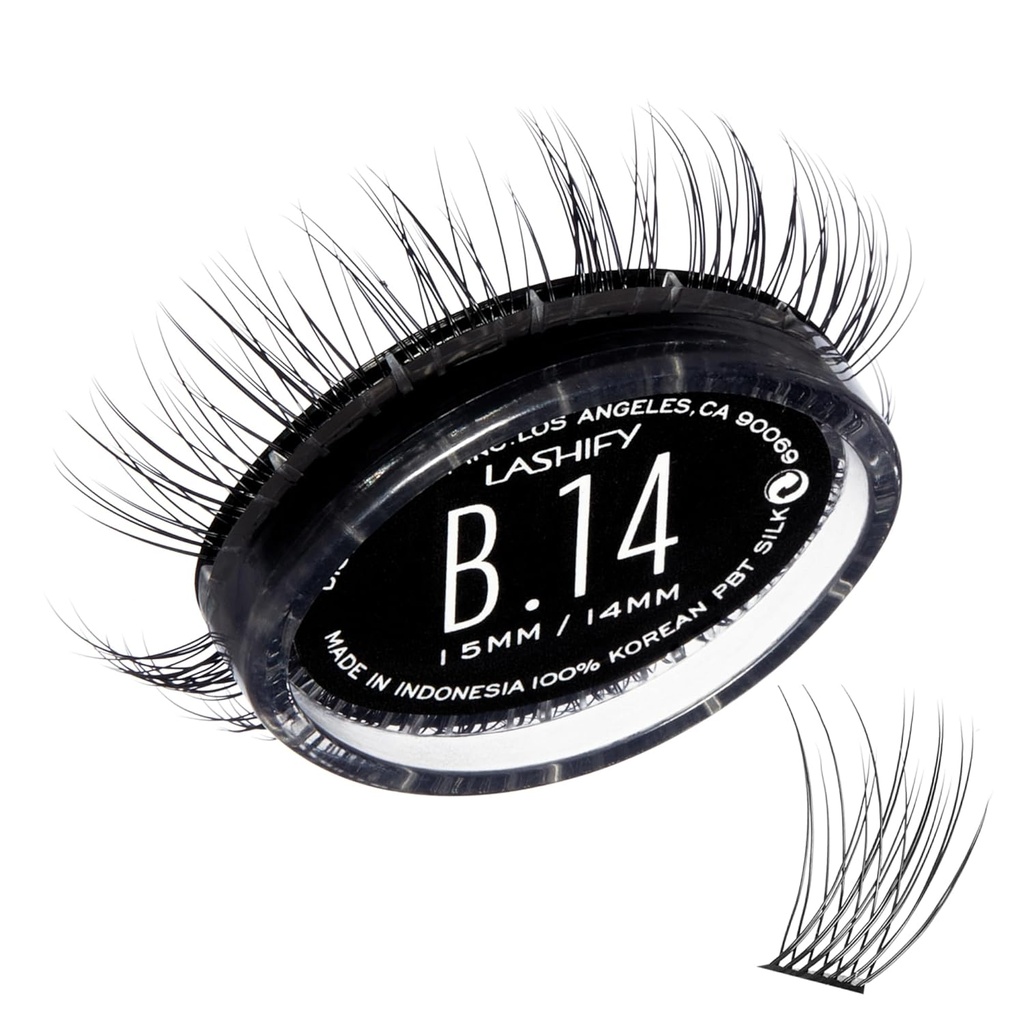 Lashify Fold 14mm Gossamer gør det Eyelash Extensions Genfyld, Sort, Easy False Eyelases til en naturlig look